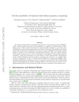 On the possibility of classical client blind quantum computing
