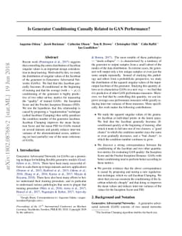 Is Generator Conditioning Causally Related to GAN Performance?