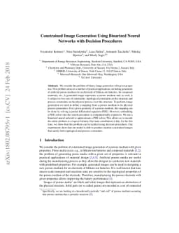 Constrained Image Generation Using Binarized Neural Networks with
  Decision Procedures