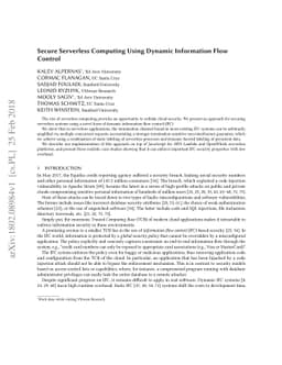 Secure Serverless Computing Using Dynamic Information Flow Control