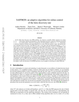 SAFFRON: an adaptive algorithm for online control of the false discovery
  rate