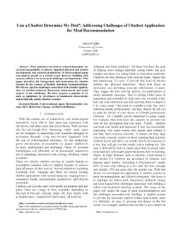 Can a Chatbot Determine My Diet?: Addressing Challenges of Chatbot
  Application for Meal Recommendation