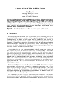 A Model of Free Will for Artificial Entities