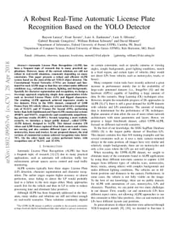 A Robust Real-Time Automatic License Plate Recognition Based on the YOLO
  Detector
