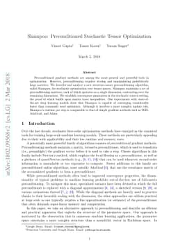 Shampoo: Preconditioned Stochastic Tensor Optimization