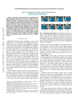 Cloth Manipulation Using Random-Forest-Based Imitation Learning