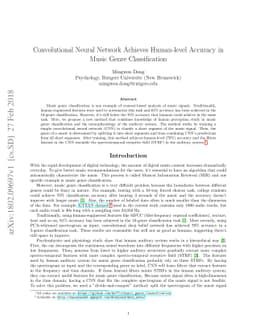 Convolutional Neural Network Achieves Human-level Accuracy in Music
  Genre Classification