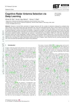 Cognitive Radar Antenna Selection via Deep Learning
