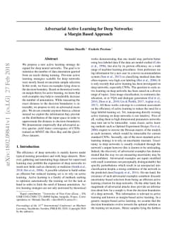 Adversarial Active Learning for Deep Networks: a Margin Based Approach