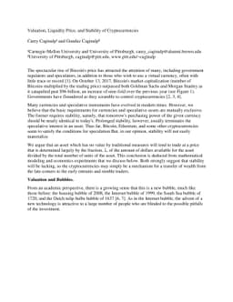 Valuation, Liquidity Price, and Stability of Cryptocurrencies