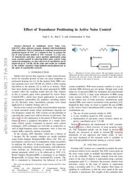 Effect of Transducer Positioning in Active Noise Control