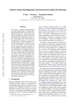 Collective Entity Disambiguation with Structured Gradient Tree Boosting