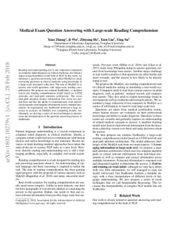 Medical Exam Question Answering with Large-scale Reading Comprehension