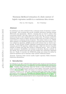 Maximum likelihood estimation of a finite mixture of logistic regression
  models in a continuous data stream