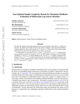 Near-Optimal Sample Complexity Bounds for Maximum Likelihood Estimation
  of Multivariate Log-concave Densities
