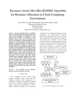 Resource-Aware Min-Min (RAMM) Algorithm for Resource Allocation in Cloud
  Computing Environment