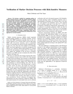 Verification of Markov Decision Processes with Risk-Sensitive Measures