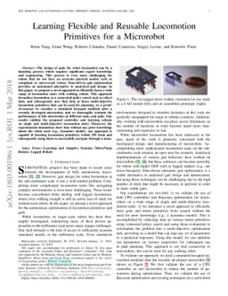 Learning Flexible and Reusable Locomotion Primitives for a Microrobot