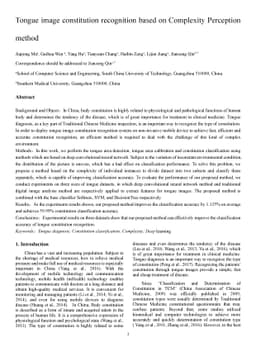 Tongue image constitution recognition based on Complexity Perception
  method