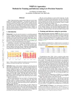 WRPN & Apprentice: Methods for Training and Inference using
  Low-Precision Numerics