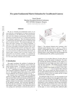 Five-point Fundamental Matrix Estimation for Uncalibrated Cameras