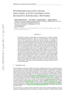 Synthesizing realistic neural population activity patterns using
  Generative Adversarial Networks