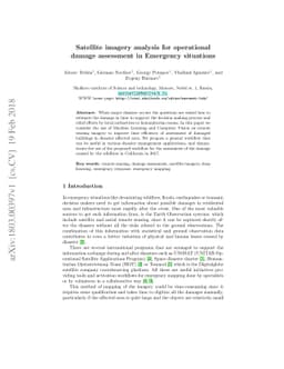 Satellite imagery analysis for operational damage assessment in
  Emergency situations