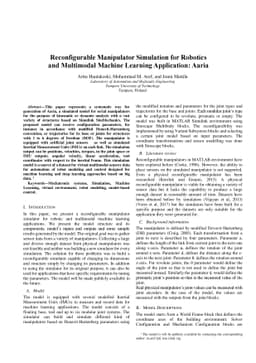 Reconfigurable Manipulator Simulation for Robotics and Multimodal
  Machine Learning Application: Aaria