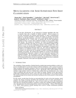 Meta-Learning for Semi-Supervised Few-Shot Classification