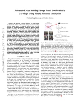 Automated Map Reading: Image Based Localisation in 2-D Maps Using Binary
  Semantic Descriptors