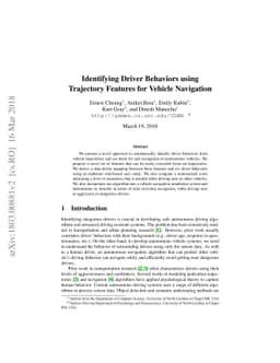 Identifying Driver Behaviors using Trajectory Features for Vehicle
  Navigation