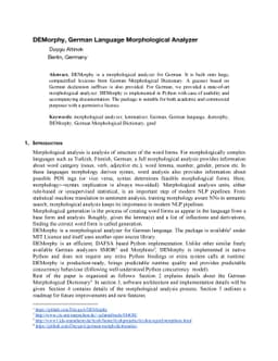 DEMorphy, German Language Morphological Analyzer