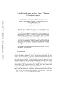 Label Sanitization against Label Flipping Poisoning Attacks