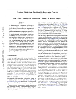 Practical Contextual Bandits with Regression Oracles