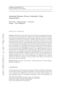 Analyzing Business Process Anomalies Using Autoencoders