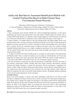 Audio-only Bird Species Automated Identification Method with Limited
  Training Data Based on Multi-Channel Deep Convolutional Neural Networks