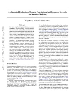 An Empirical Evaluation of Generic Convolutional and Recurrent Networks
  for Sequence Modeling