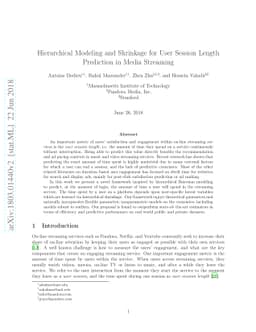 Hierarchical Modeling and Shrinkage for User Session Length Prediction
  in Media Streaming