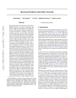 Recurrent Predictive State Policy Networks