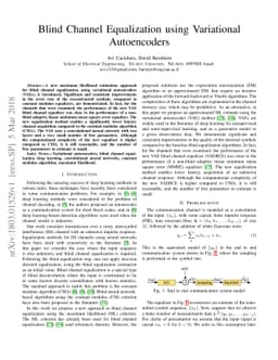 Blind Channel Equalization using Variational Autoencoders