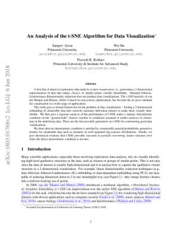 An Analysis of the t-SNE Algorithm for Data Visualization