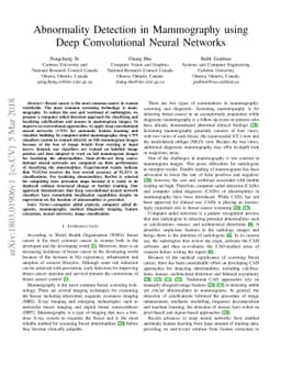 Abnormality Detection in Mammography using Deep Convolutional Neural
  Networks