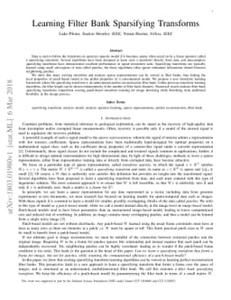 Learning Filter Bank Sparsifying Transforms