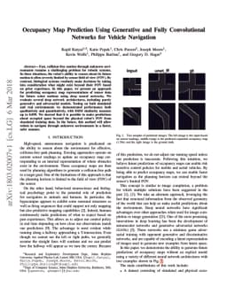 Occupancy Map Prediction Using Generative and Fully Convolutional
  Networks for Vehicle Navigation
