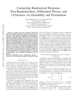 Connecting Randomized Response, Post-Randomization, Differential Privacy
  and t-Closeness via Deniability and Permutation