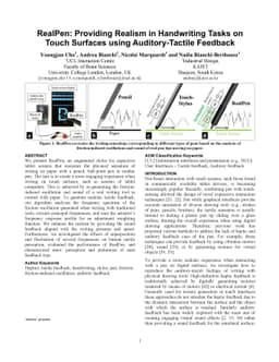 RealPen: Providing Realism in Handwriting Tasks on Touch Surfaces using
  Auditory-Tactile Feedback