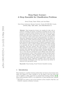Deep Super Learner: A Deep Ensemble for Classification Problems