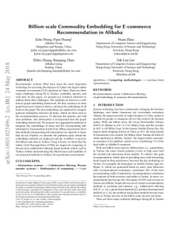 Billion-scale Commodity Embedding for E-commerce Recommendation in
  Alibaba