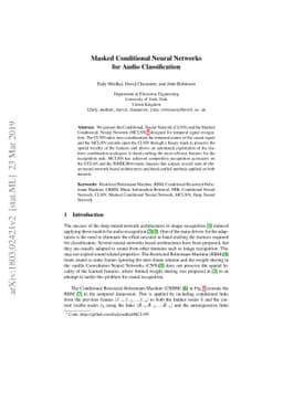 Masked Conditional Neural Networks for Audio Classification