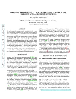 Extracting Domain Invariant Features by Unsupervised Learning for Robust
  Automatic Speech Recognition